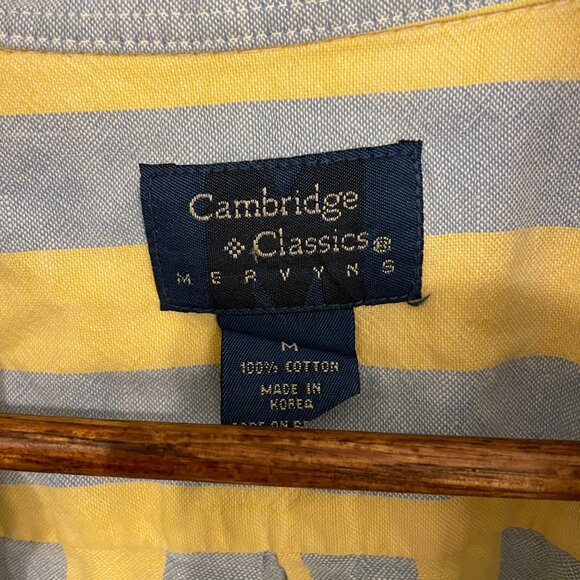 Vintage 90's 100% Cotton Cambridge Classics Yellow & Blue Striped Button Down - Picture 5 of 10